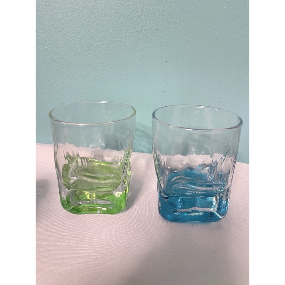 Set Of 2 Square Bottom to Circle Top Heavy Rocksโ Glasses